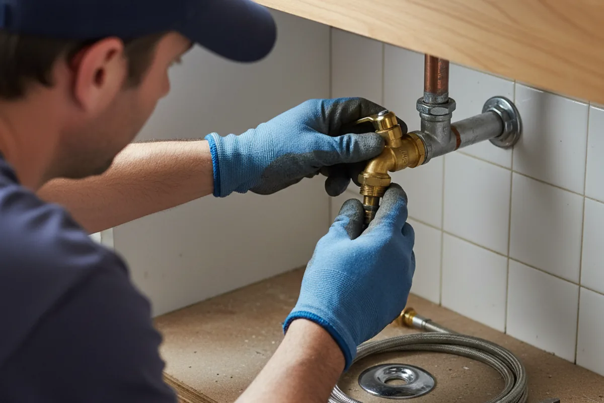 Shutoff valve and fitting work during Emergency Plumbing in Fortville